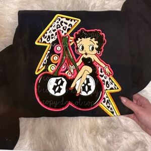 Black Graphic Sweatshirt Betty Cartoon Design Small-3X